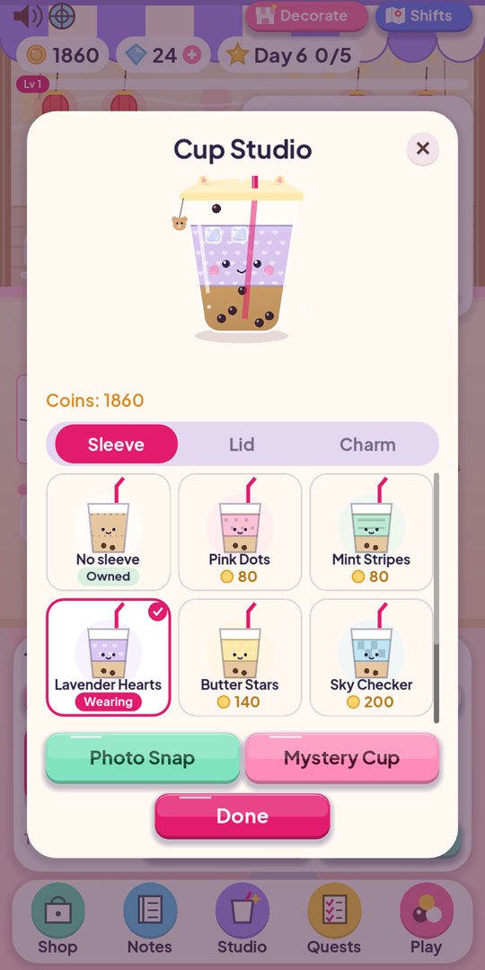 The cup studio with sleeves, lids and charms